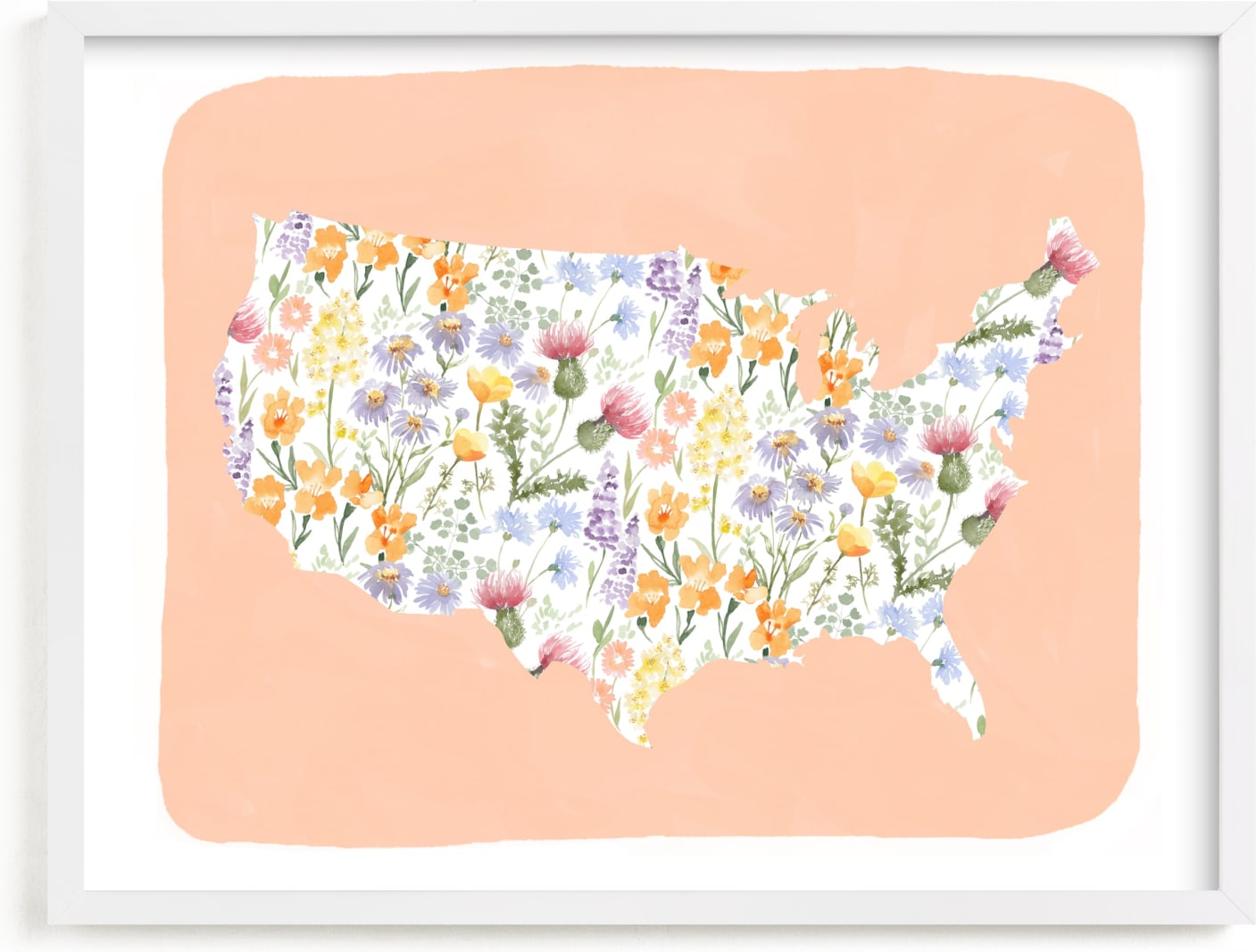 This is a white kids wall art by Sara Berrenson called She's a Wildflower.