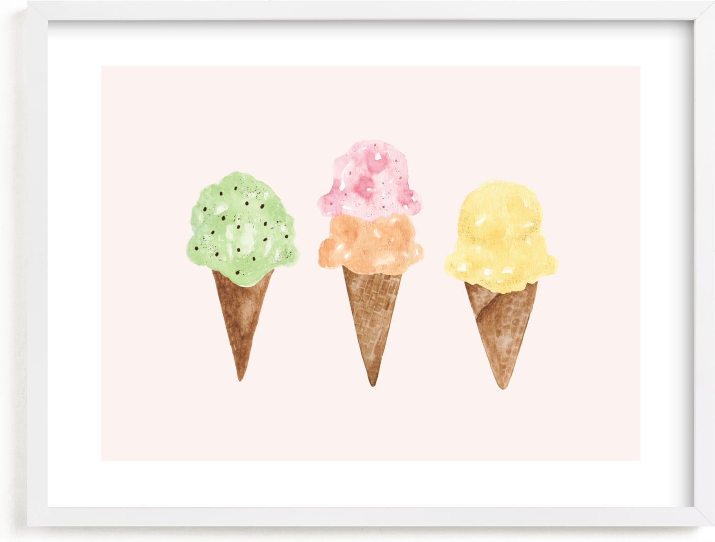 This is a yellow kids wall art by Beth Schneider called Ice Cream Party.