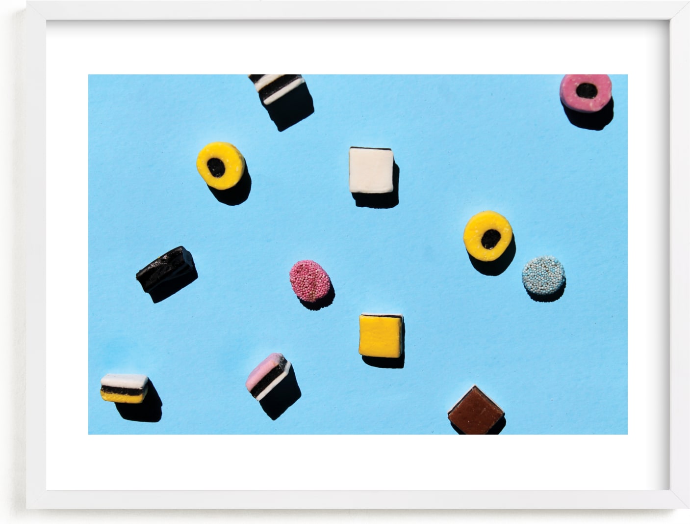 This is a blue kids wall art by Laura Garner called Liquorice.