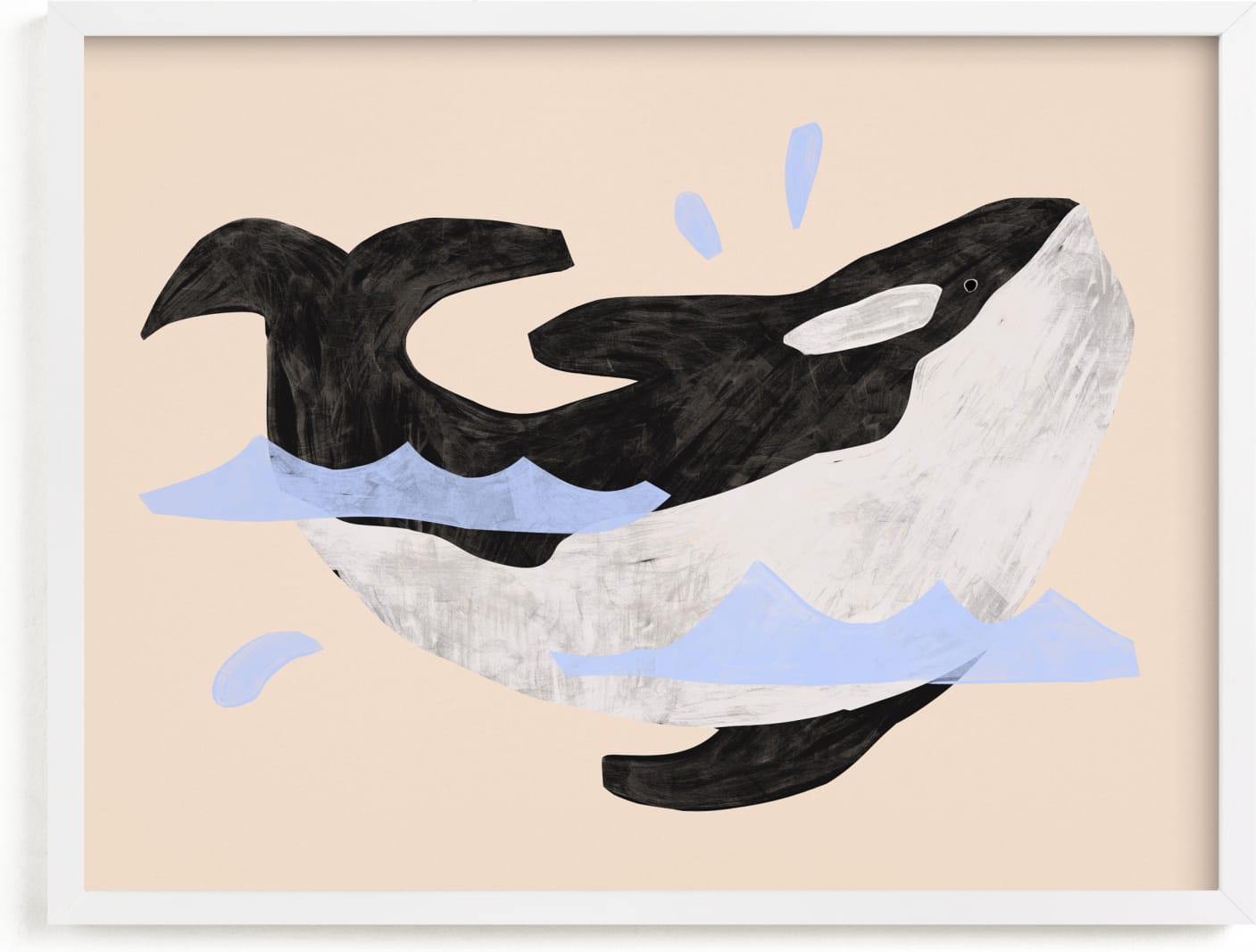 This is a blue kids wall art by Inkblot Design called Orca, where are you?.