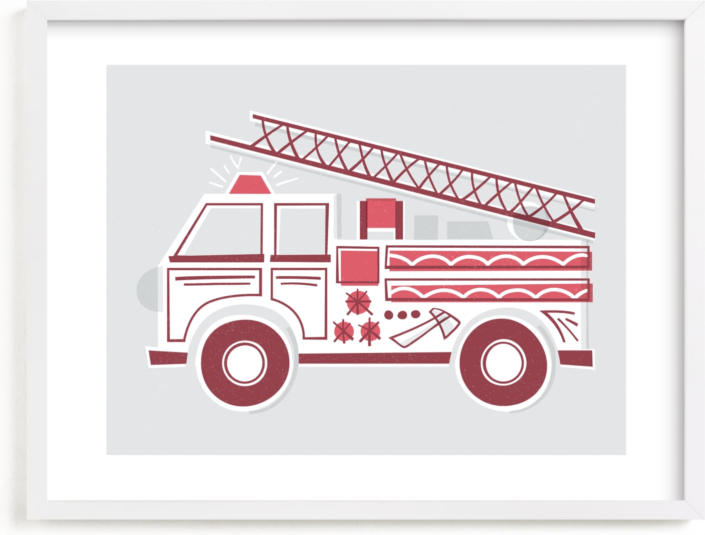 This is a black and white kids wall art by Jessie Steury called Fancy Firetruck.