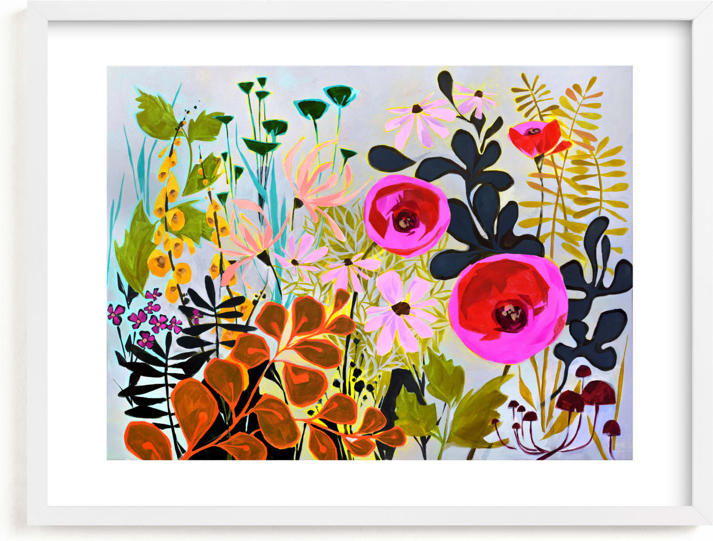 This is a grey, pink, gold kids wall art by Jess Franks called How Does Your Garden Grow?.