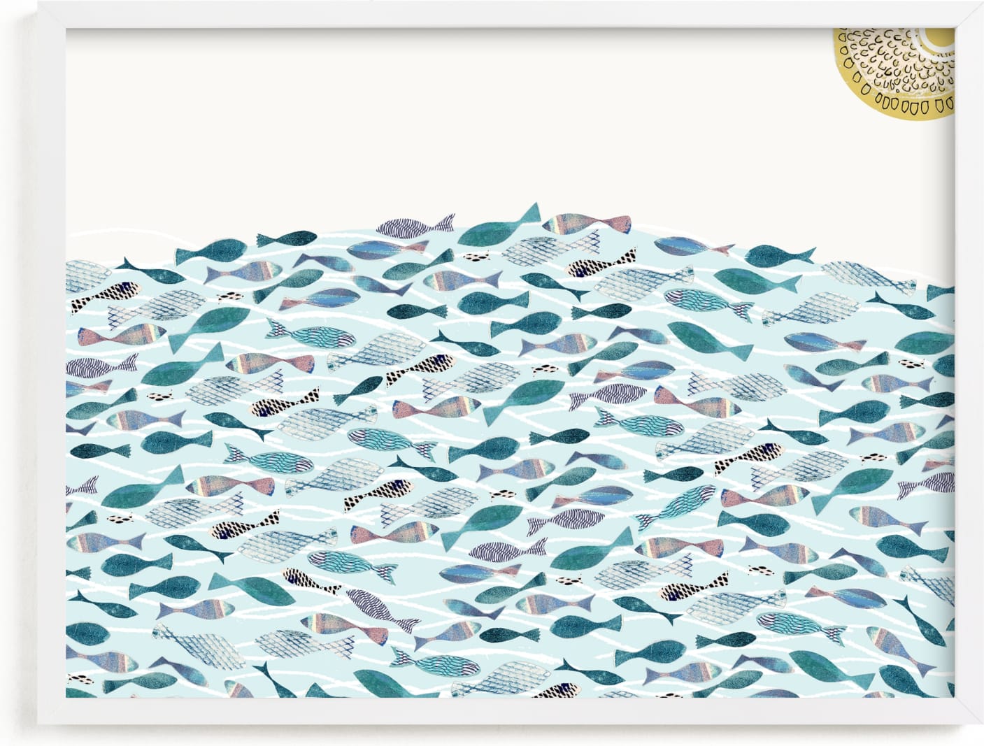This is a blue kids wall art by Bethania Lima called Ocean Abundance.