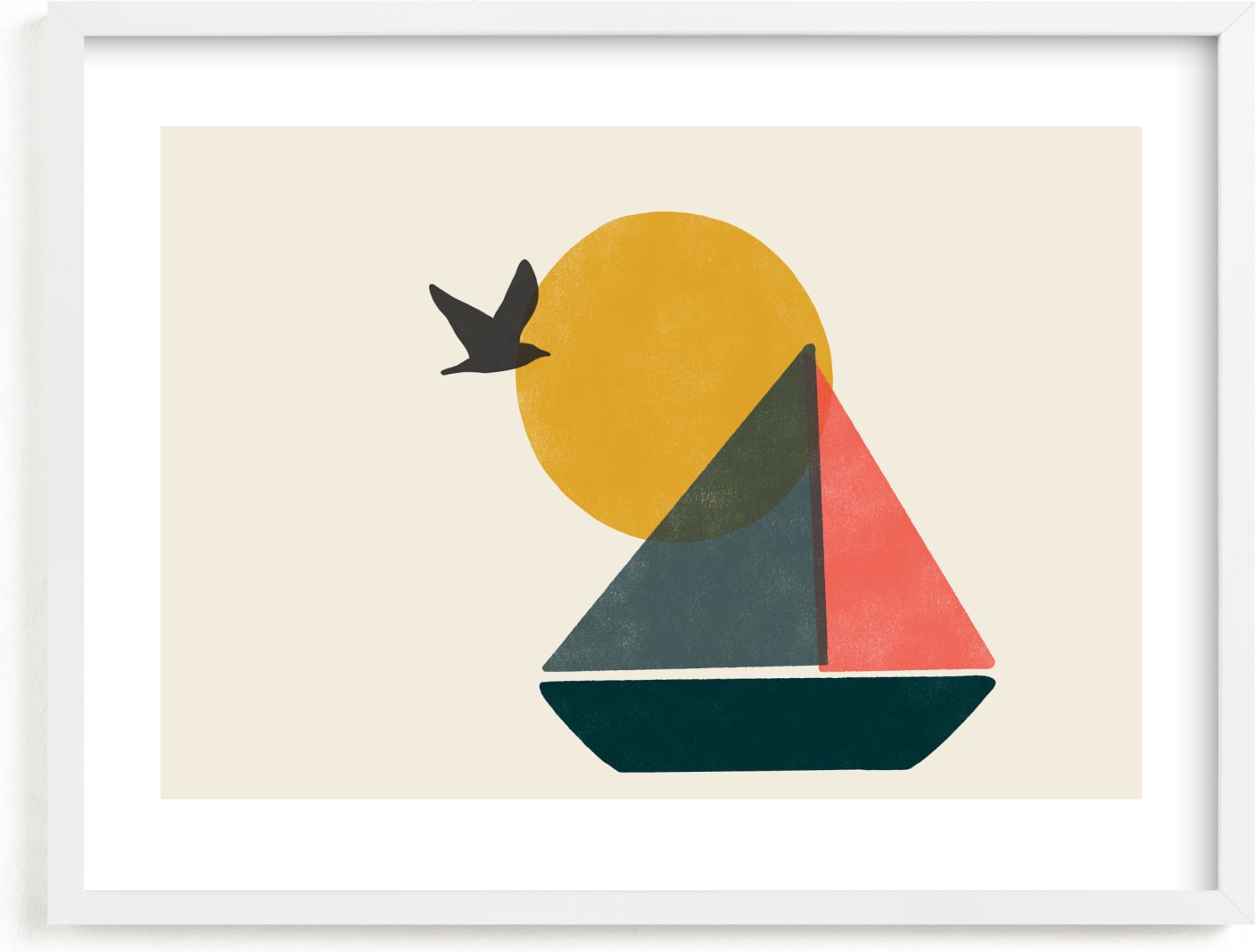 This is a blue kids wall art by Daily Design Co called Graphic Sailboat.