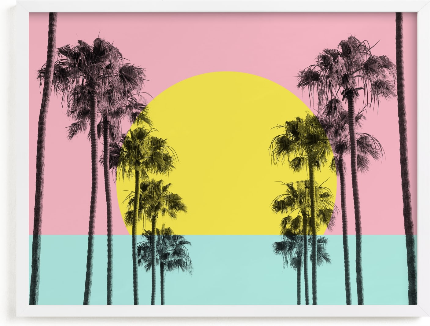 This is a colorful kids wall art by Jessica C Nugent called Summer Palms.