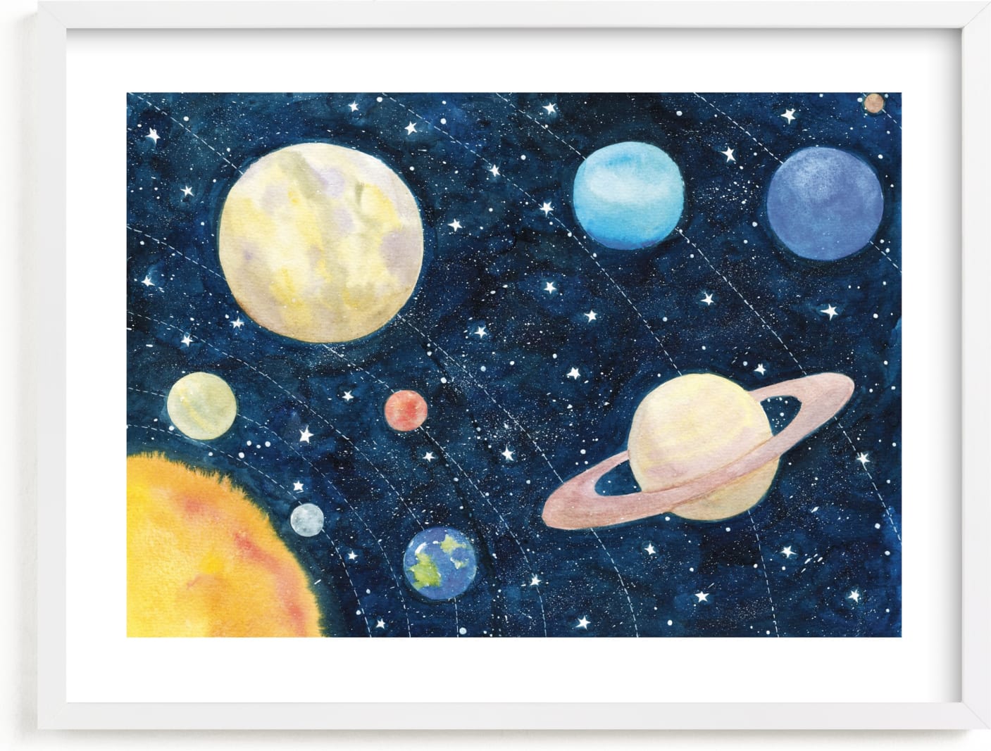 This is a blue art by Alexandra Dzh called Solar System.