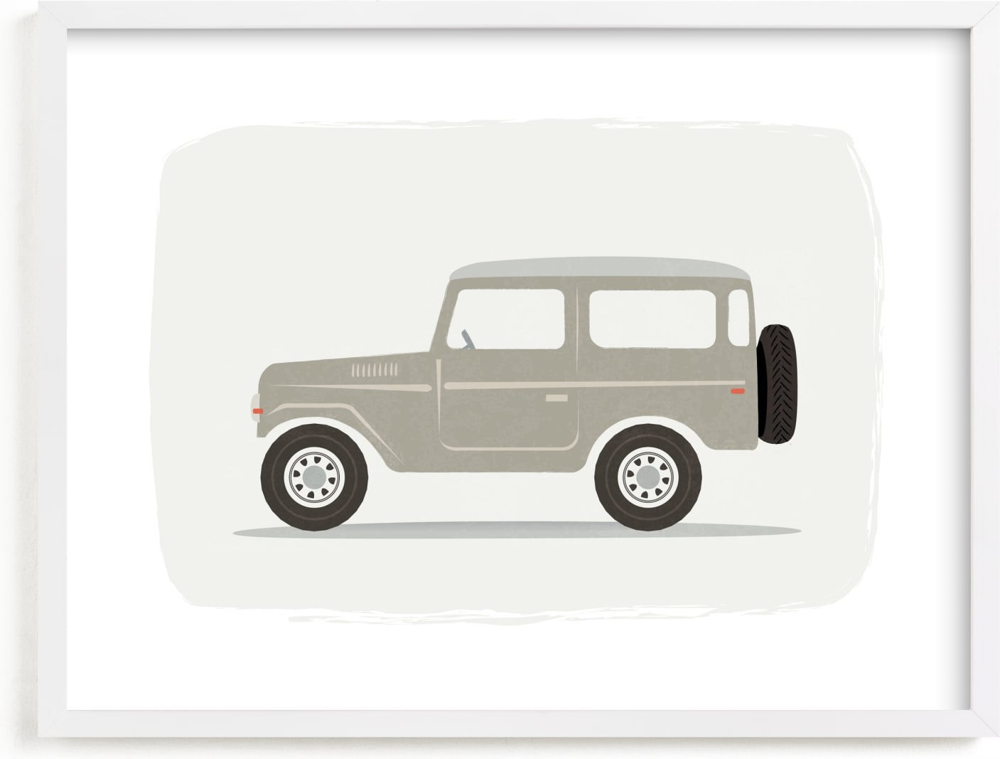 This is a white art by Karidy Walker called Vintage Land Cruiser.