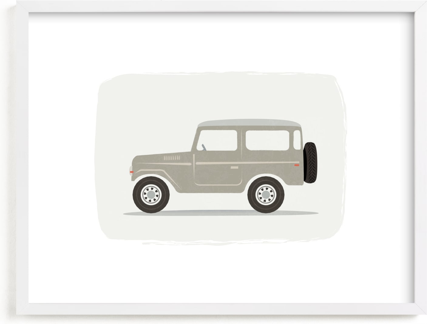 This is a white art by Karidy Walker called Vintage Land Cruiser.