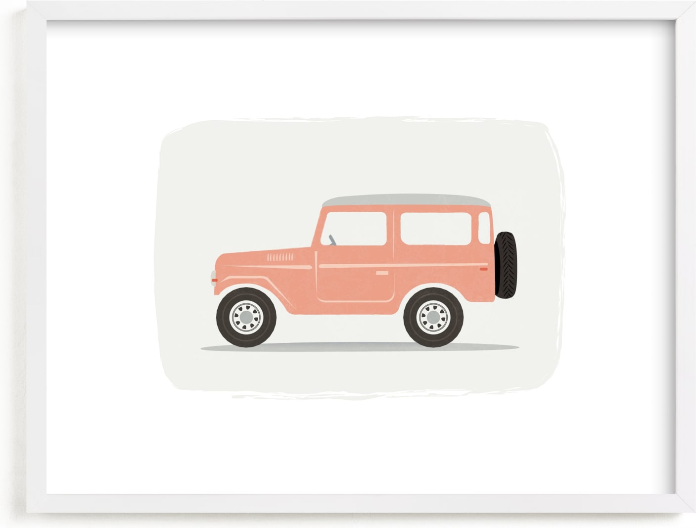 This is a grey, pink, black art by Karidy Walker called Vintage Land Cruiser.