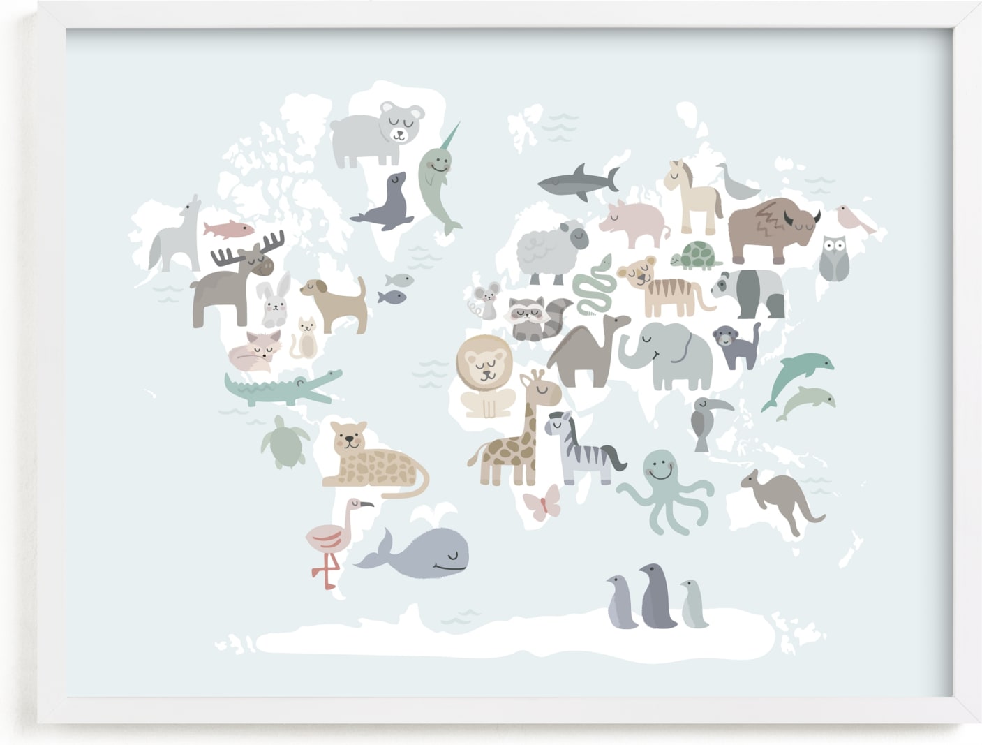 This is a blue art by Jessie Steury called Wild World Map.