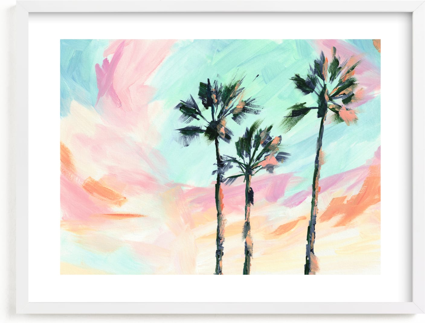 This is a blue, pink, orange art by Holly Whitcomb called Ocean Avenue.