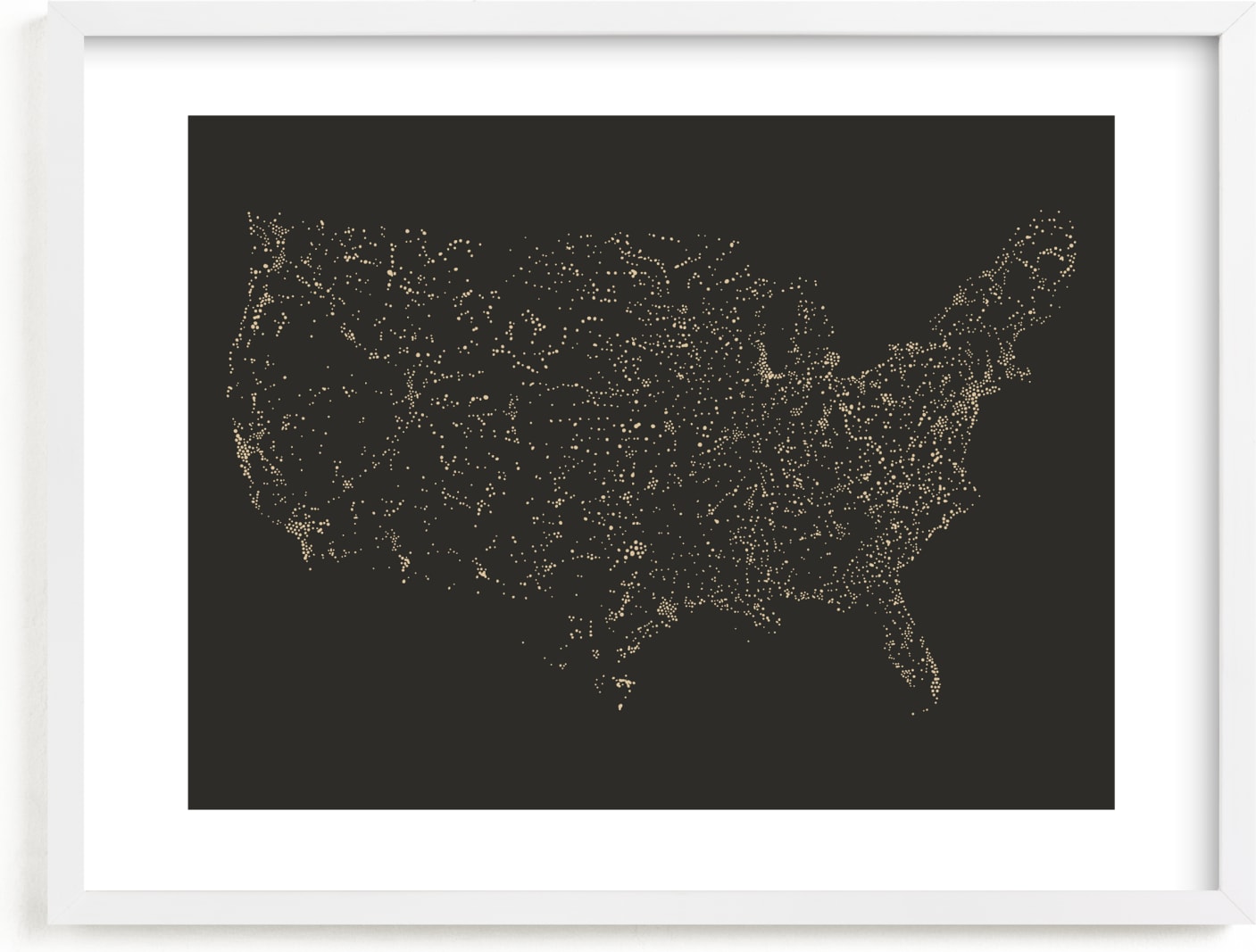 This is a black art by Jessie Steury called USA Night Sky Map.