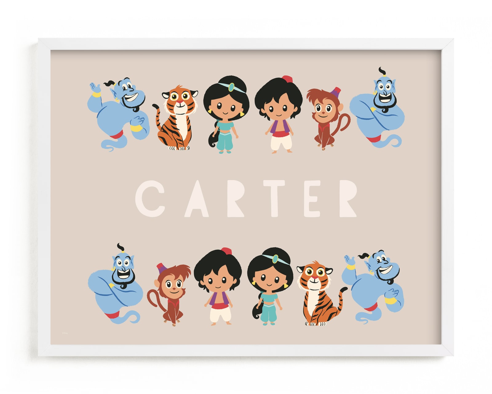 "Disney's Aladdin & Friends" - Disney Custom Open Edition Children's Art Print by Vivian Yiwing in beautiful frame options and a variety of sizes.