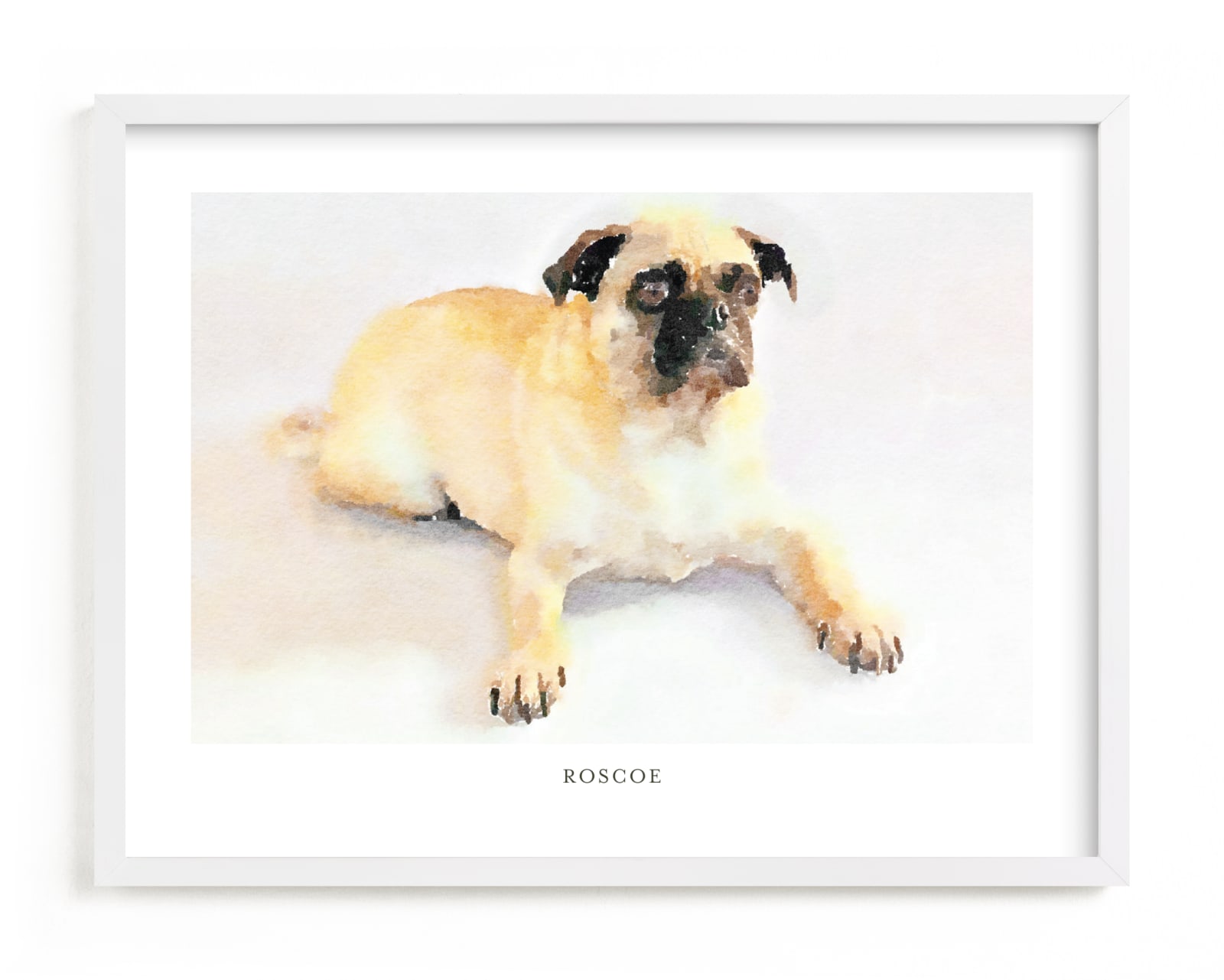 This is a white photos to art  by Minted called Custom Pet Portrait with Text -Landscape.