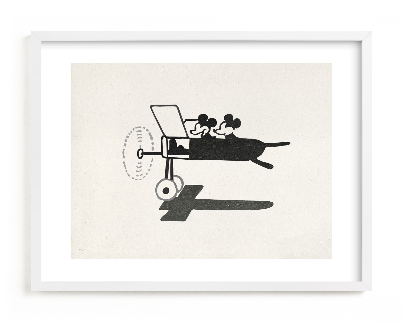 "Disney's Mickey and Minnie on the plane" - Limited Edition Art Print by Sumak Studio in beautiful frame options and a variety of sizes.