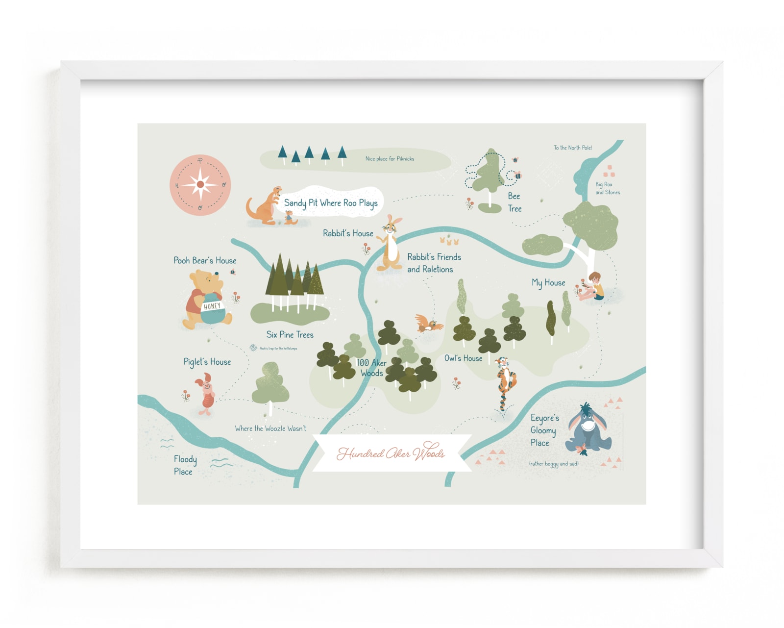 "Hundred Aker Wood from Disney's Winnie The Pooh" - Limited Edition Art Print by Char-Lynn Griffiths in beautiful frame options and a variety of sizes.
