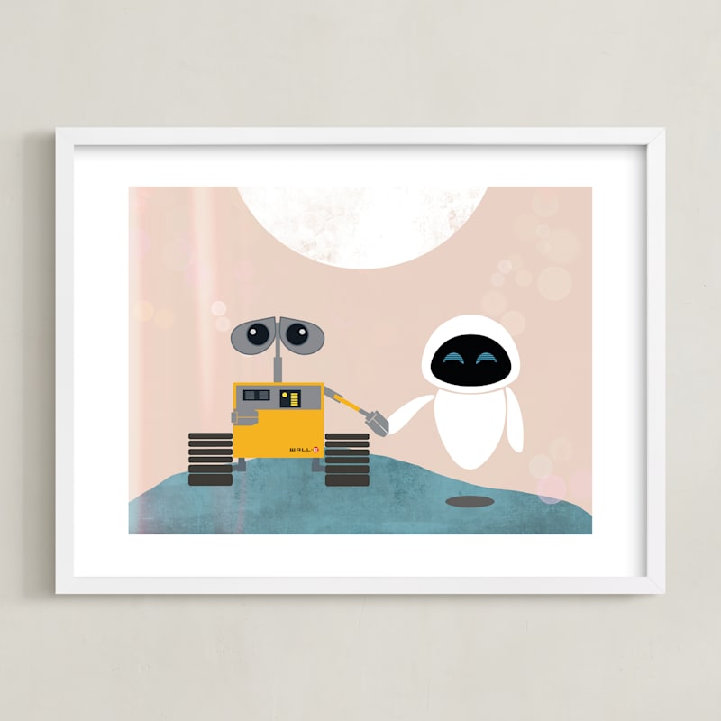 "Disney and Pixar's Wall-E Out There" - Limited Edition Art Print by Maja Cunningham in beautiful frame options and a variety of sizes.