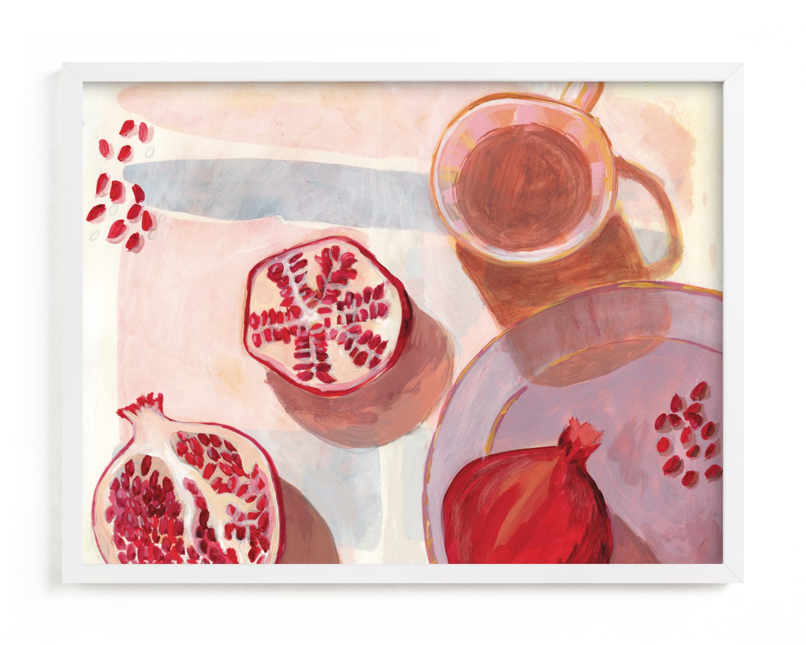 "Pomegranate Flatlay Study" - Limited Edition Art Print by Kinga Subject in beautiful frame options and a variety of sizes.