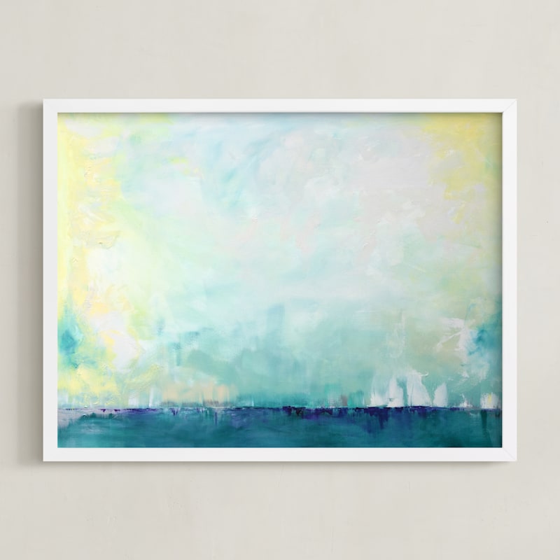 "Sail" - Art Print in Teal Blue by Julia Contacessi - Framed