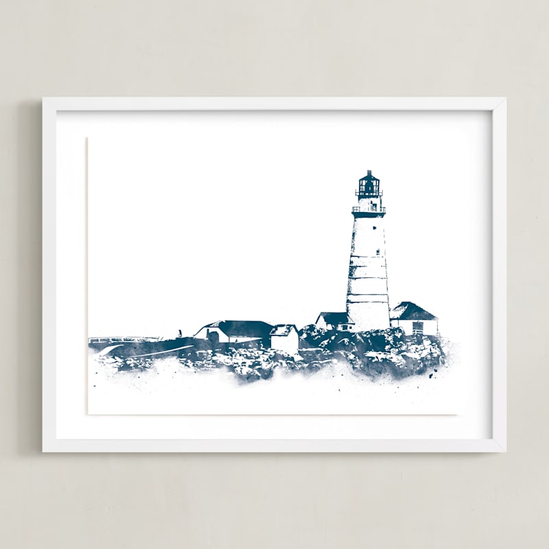 "Boston Light" - Art Print in Marine by Paul Berthelot - Framed