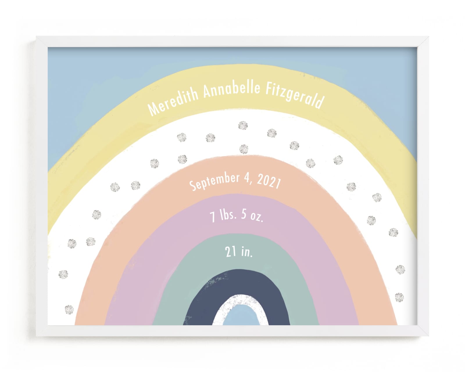 "Personalized Rainbow" - Children's Custom Art Print by Lindsay W Kelly in beautiful frame options and a variety of sizes.