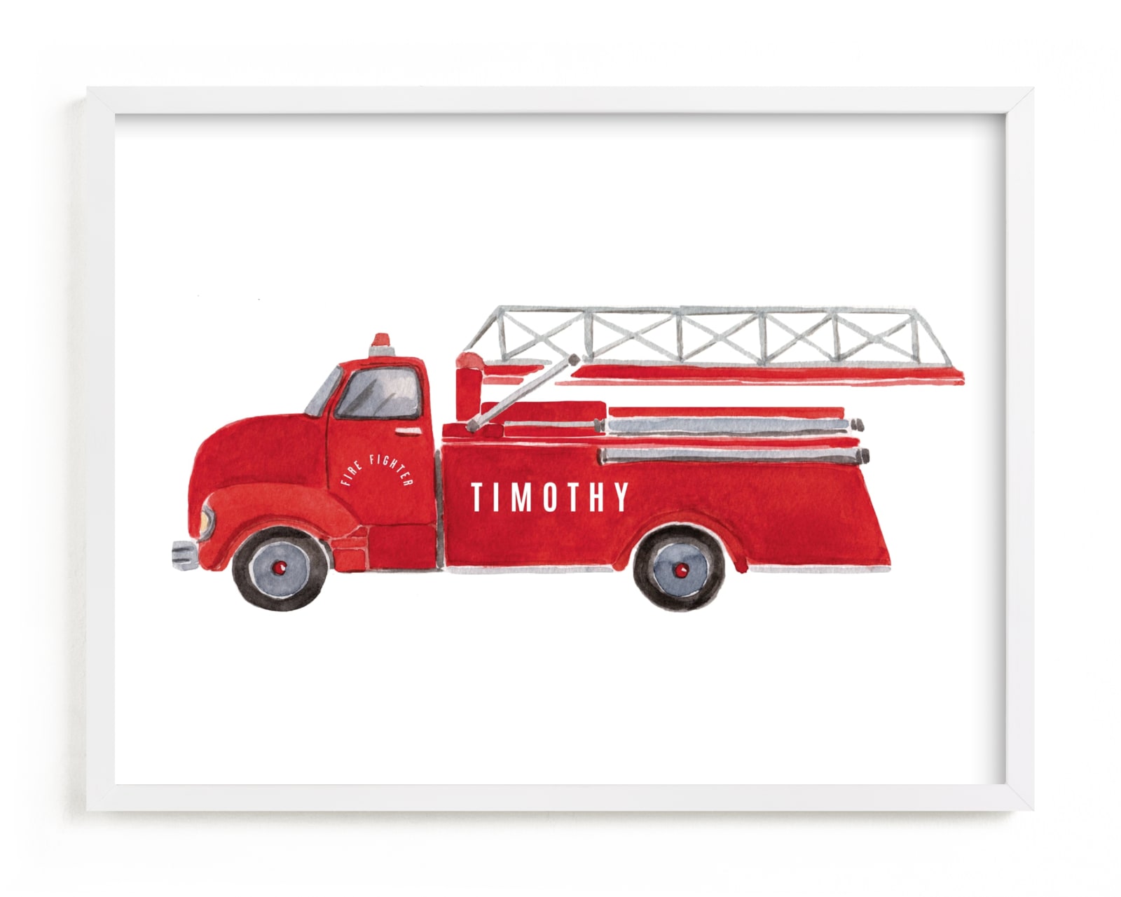 "Vintage FireTruck" - Custom Open Edition Children's Art Print by frau brandt in beautiful frame options and a variety of sizes.
