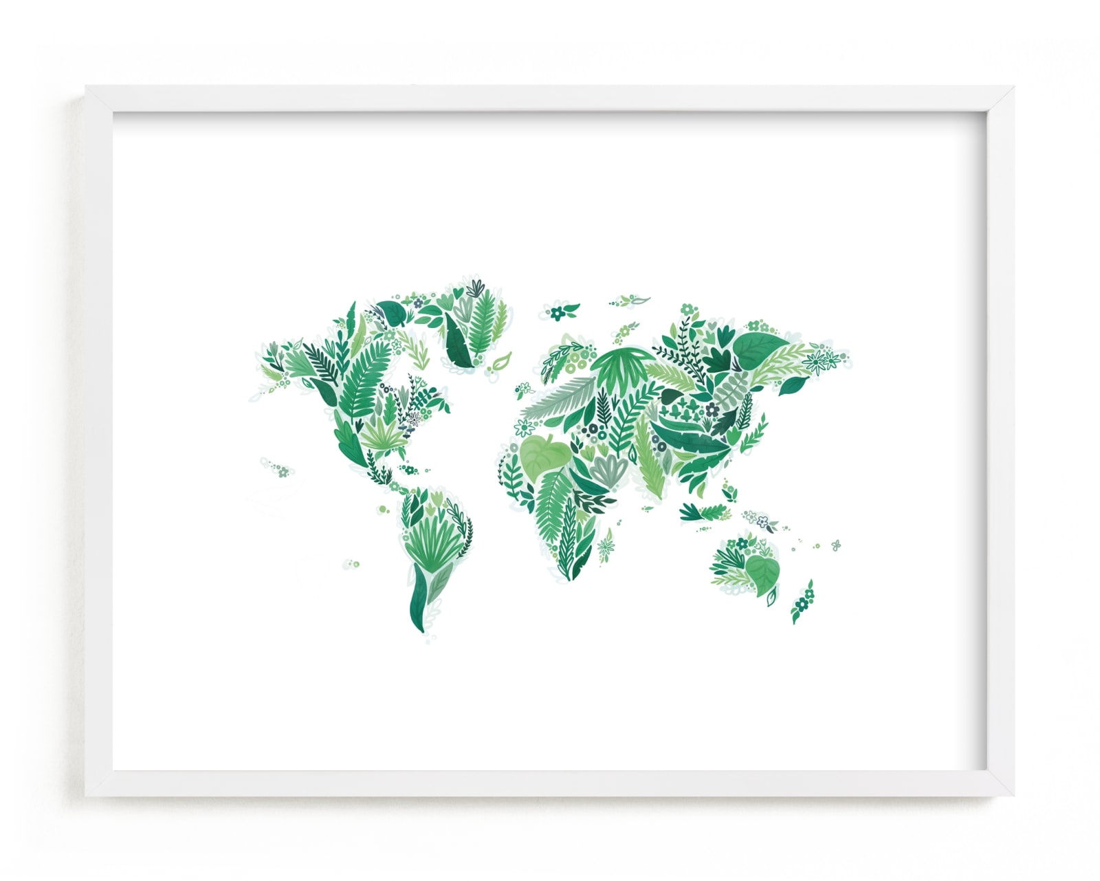 "Botanical World Map" - Limited Edition Art Print by Jessie Steury in beautiful frame options and a variety of sizes.
