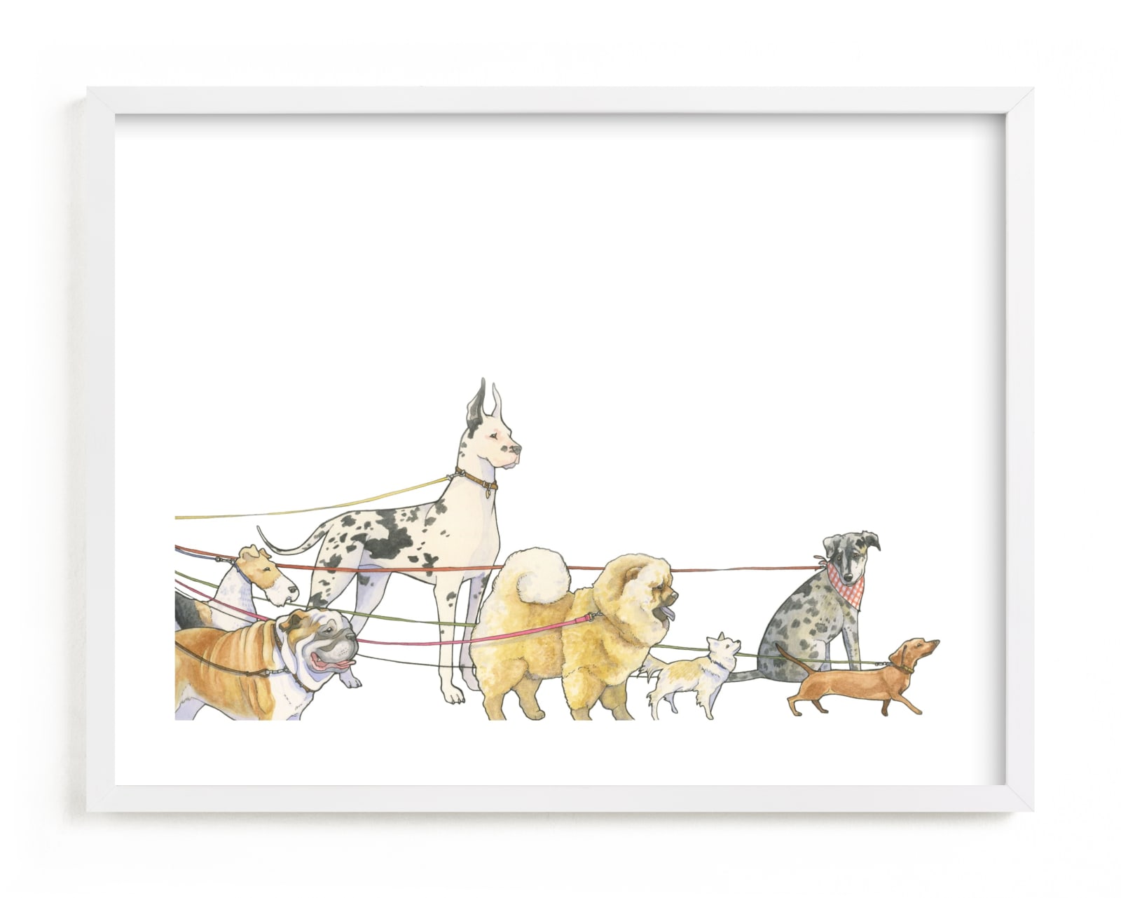 "Walking Dogs" - Limited Edition Art Print by Natalie Groves in beautiful frame options and a variety of sizes.