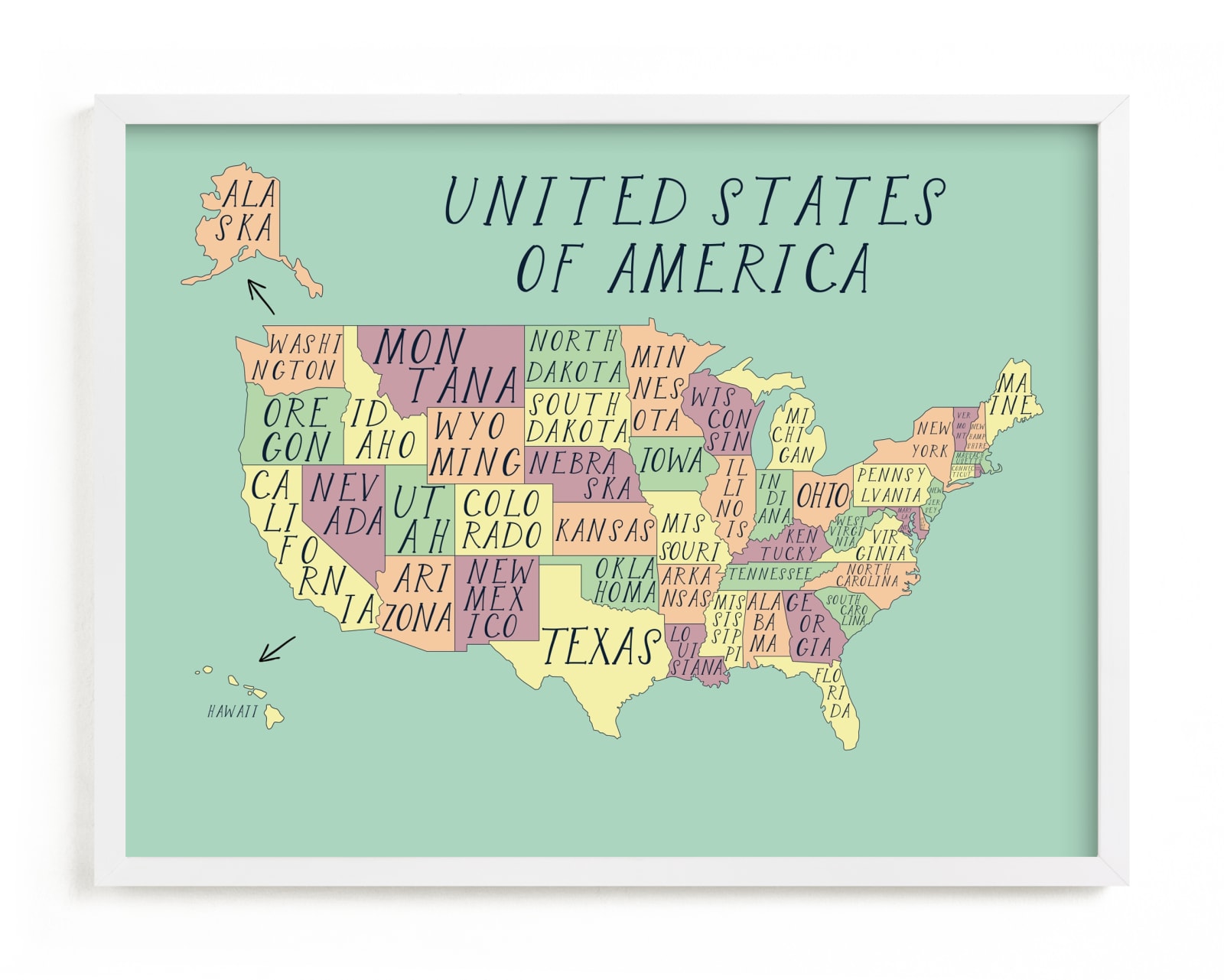"USA map" - Limited Edition Art Print by Alexandra Dzh in beautiful frame options and a variety of sizes.