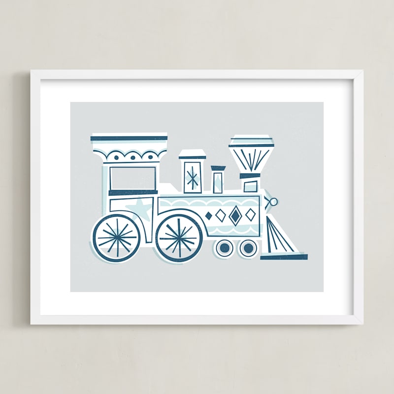 "Terrific Train" - Limited Edition Art Print by Jessie Steury in beautiful frame options and a variety of sizes.