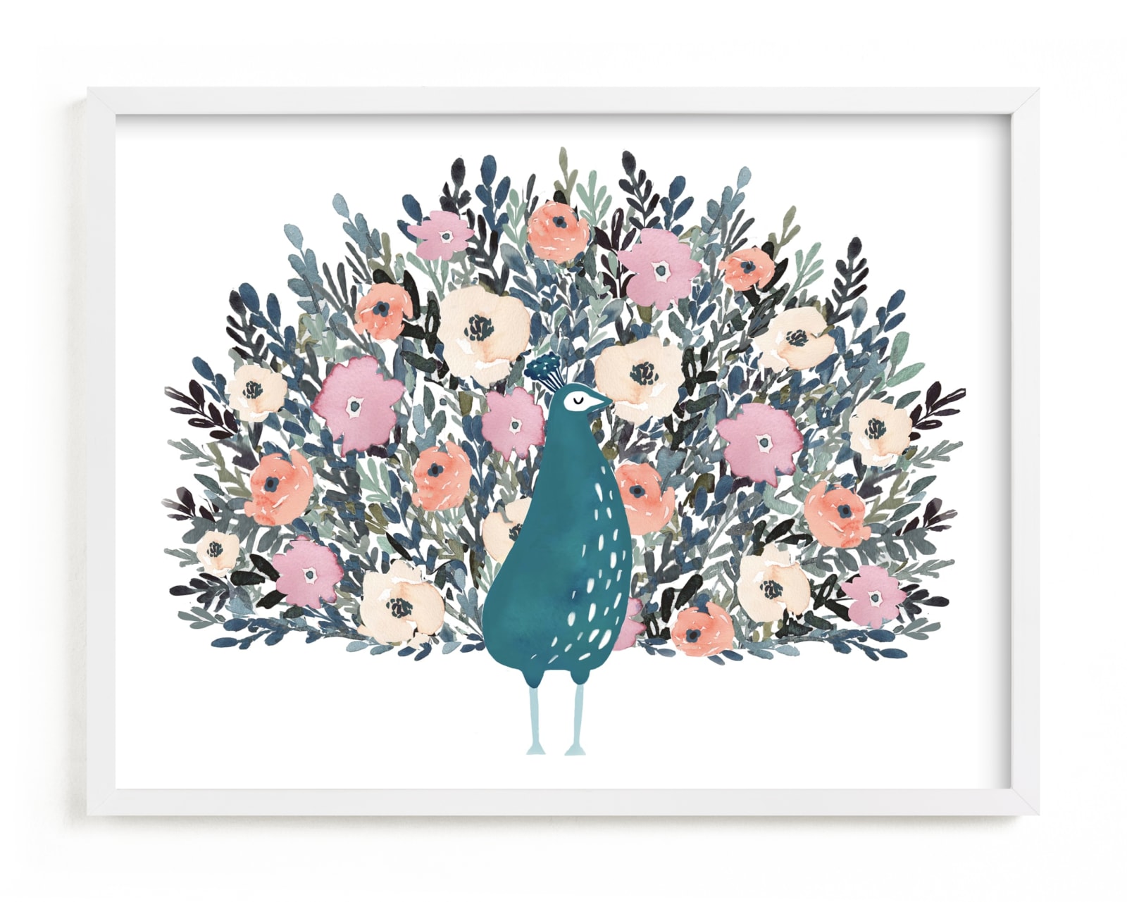 "Peacock Blooming Love" - Limited Edition Art Print by Afton Harding in beautiful frame options and a variety of sizes.