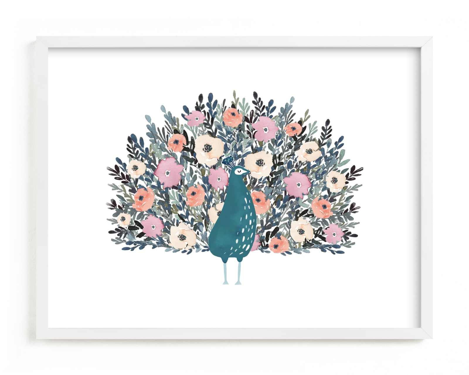 "Peacock Blooming Love" - Limited Edition Art Print by Afton Harding in beautiful frame options and a variety of sizes.