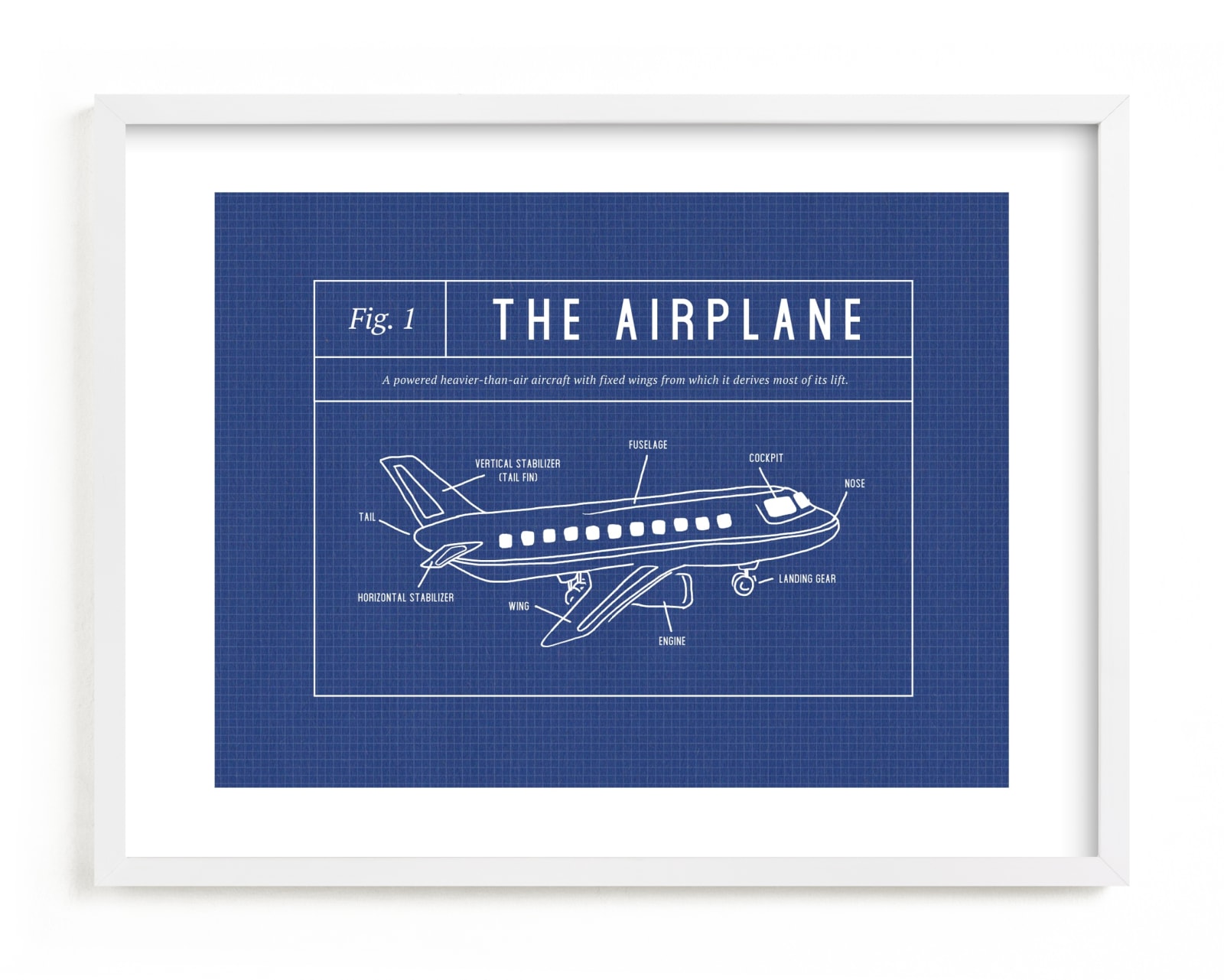 "Airplane Blueprint" - Limited Edition Art Print by Meggy Masters in beautiful frame options and a variety of sizes.