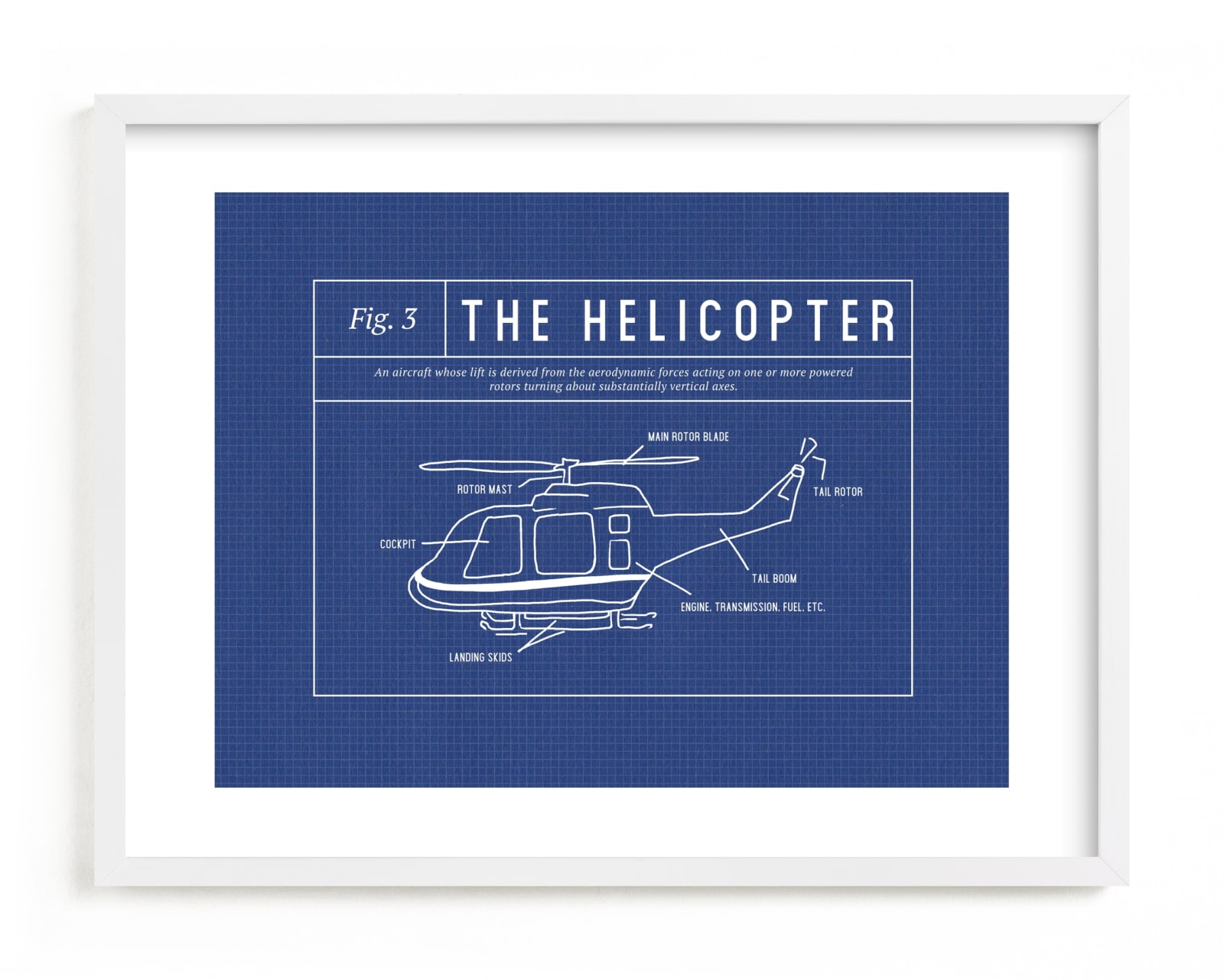 "Helicopter Blueprint" - Limited Edition Art Print by Meggy Masters in beautiful frame options and a variety of sizes.