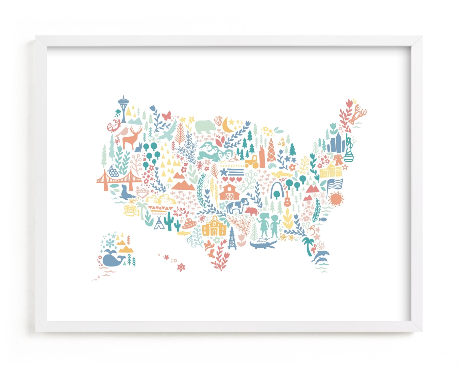 "Little Big United States Map" - Limited Edition Art Print by Jessie Steury in beautiful frame options and a variety of sizes.