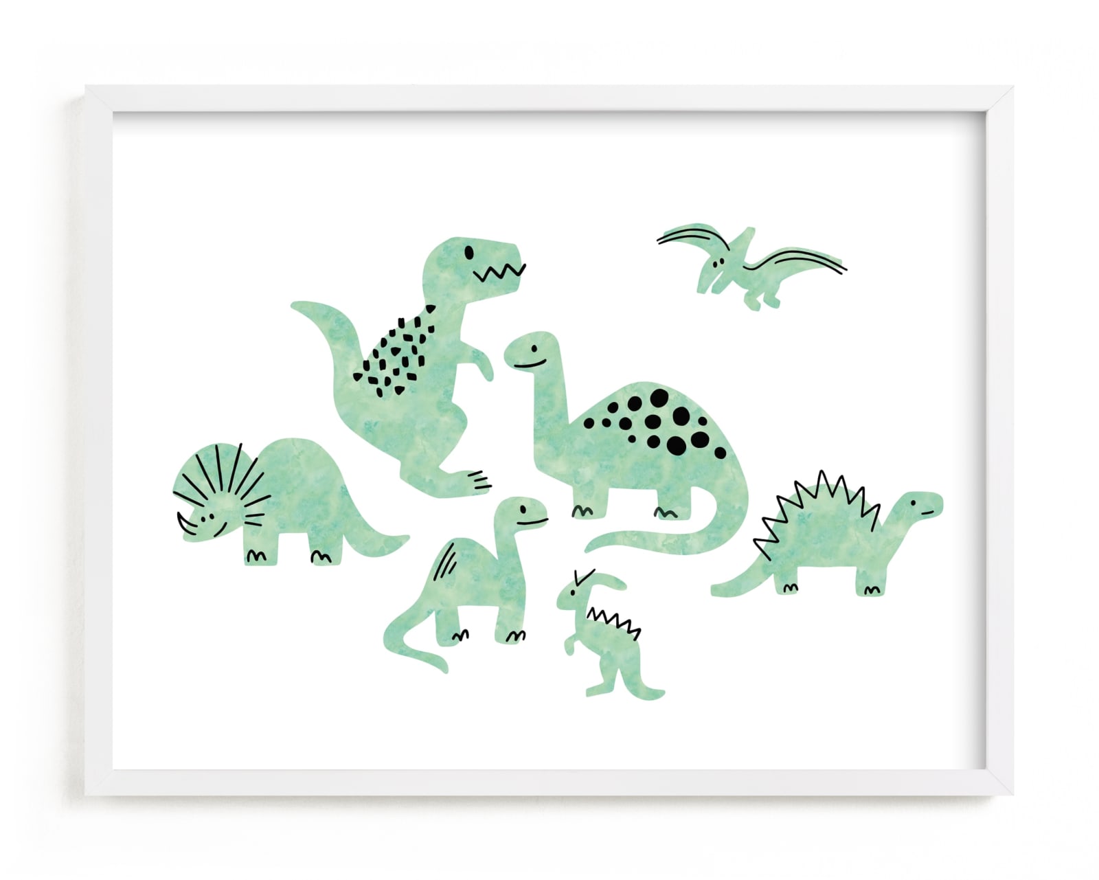 "Darling Dinos" - Limited Edition Art Print by Jessie Steury in beautiful frame options and a variety of sizes.