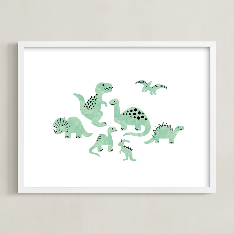 "Darling Dinos" - Limited Edition Art Print by Jessie Steury in beautiful frame options and a variety of sizes.