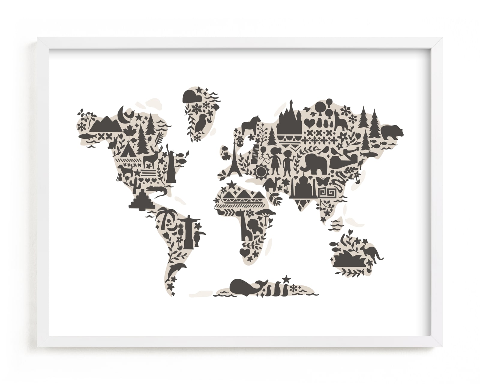 "Little Big World Map" by Jessie Steury in beautiful frame options and a variety of sizes.
