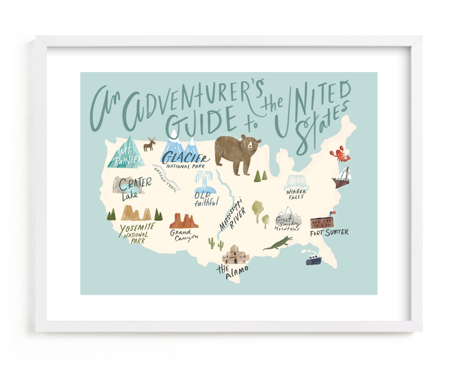 "Adventurer's Guide" by Hannah Williams in beautiful frame options and a variety of sizes.