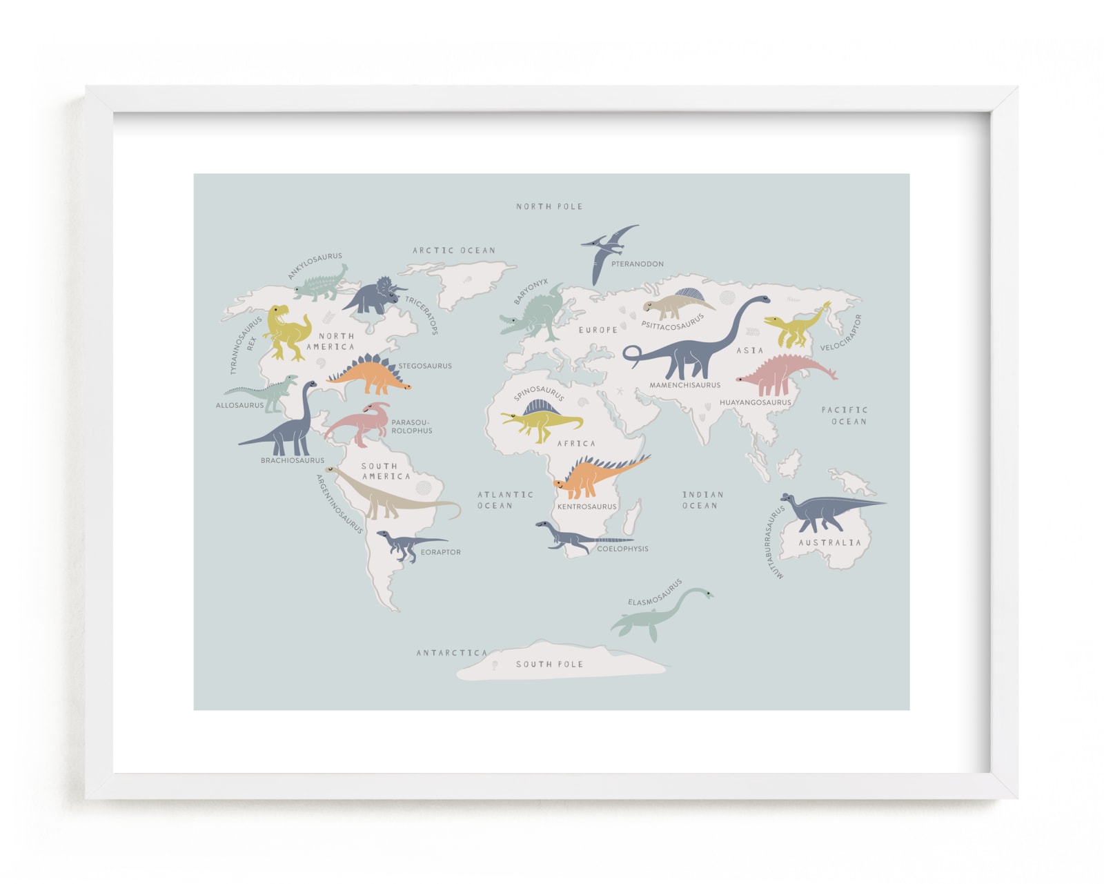 "Dino World" by Teju Reval in beautiful frame options and a variety of sizes.