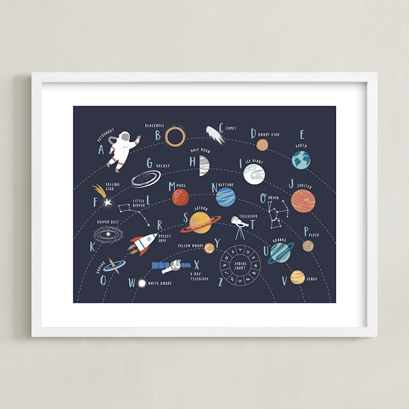 "Space Alphabet" by Teju Reval in beautiful frame options and a variety of sizes.