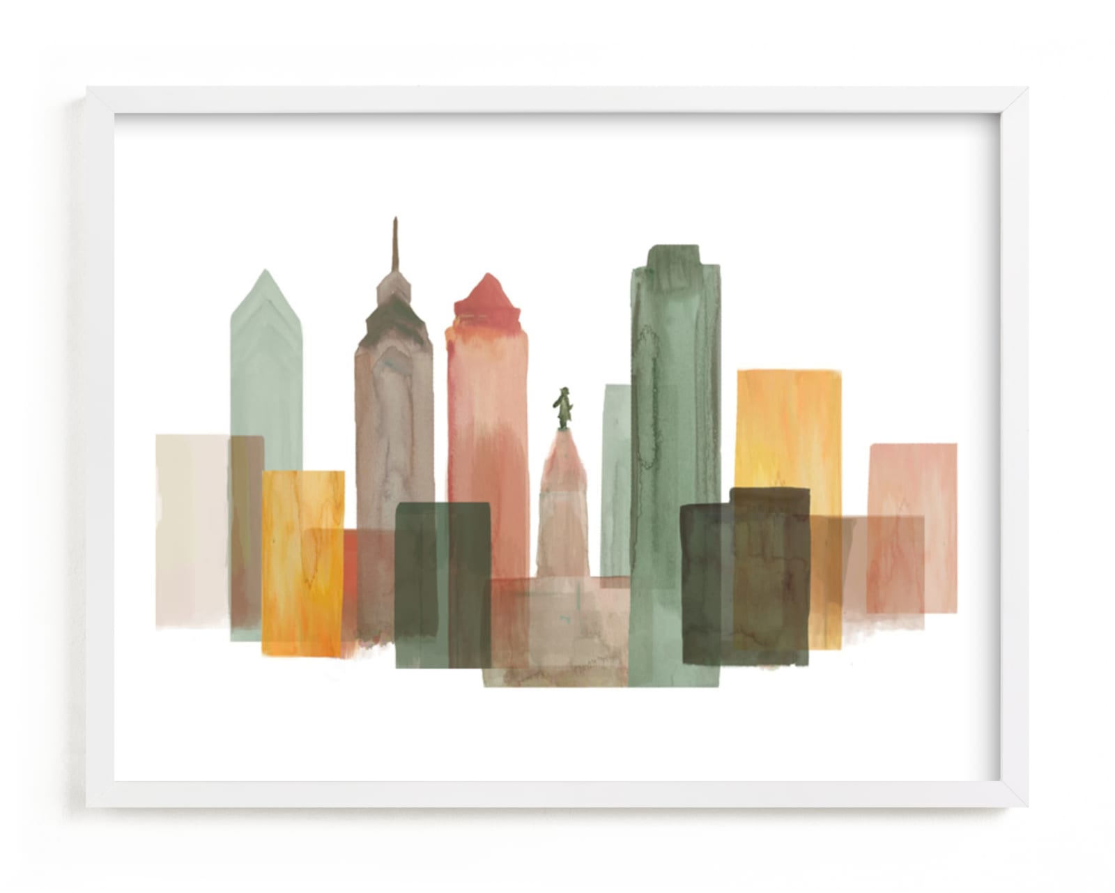 "Philadelphia Skyline" - Art Print by Katherine Moynagh in beautiful frame options and a variety of sizes.