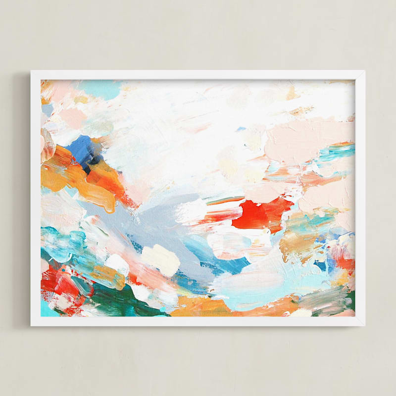 "This feels like home" - Art Print in pale peach by Katie Schermbeck - Framed