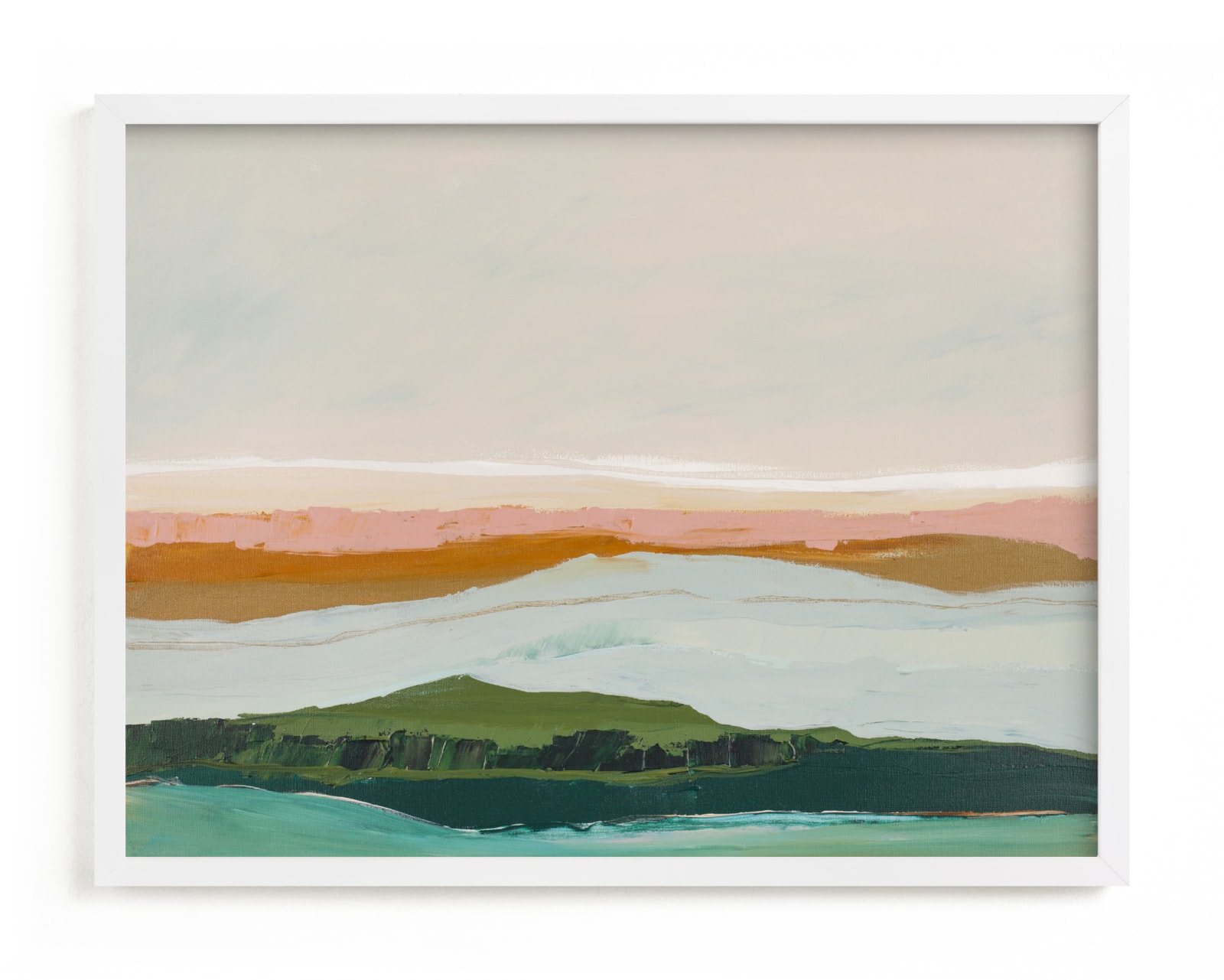 This is a pink art by Caryn Owen called Abstract Seascape Pt Reyes, California.
