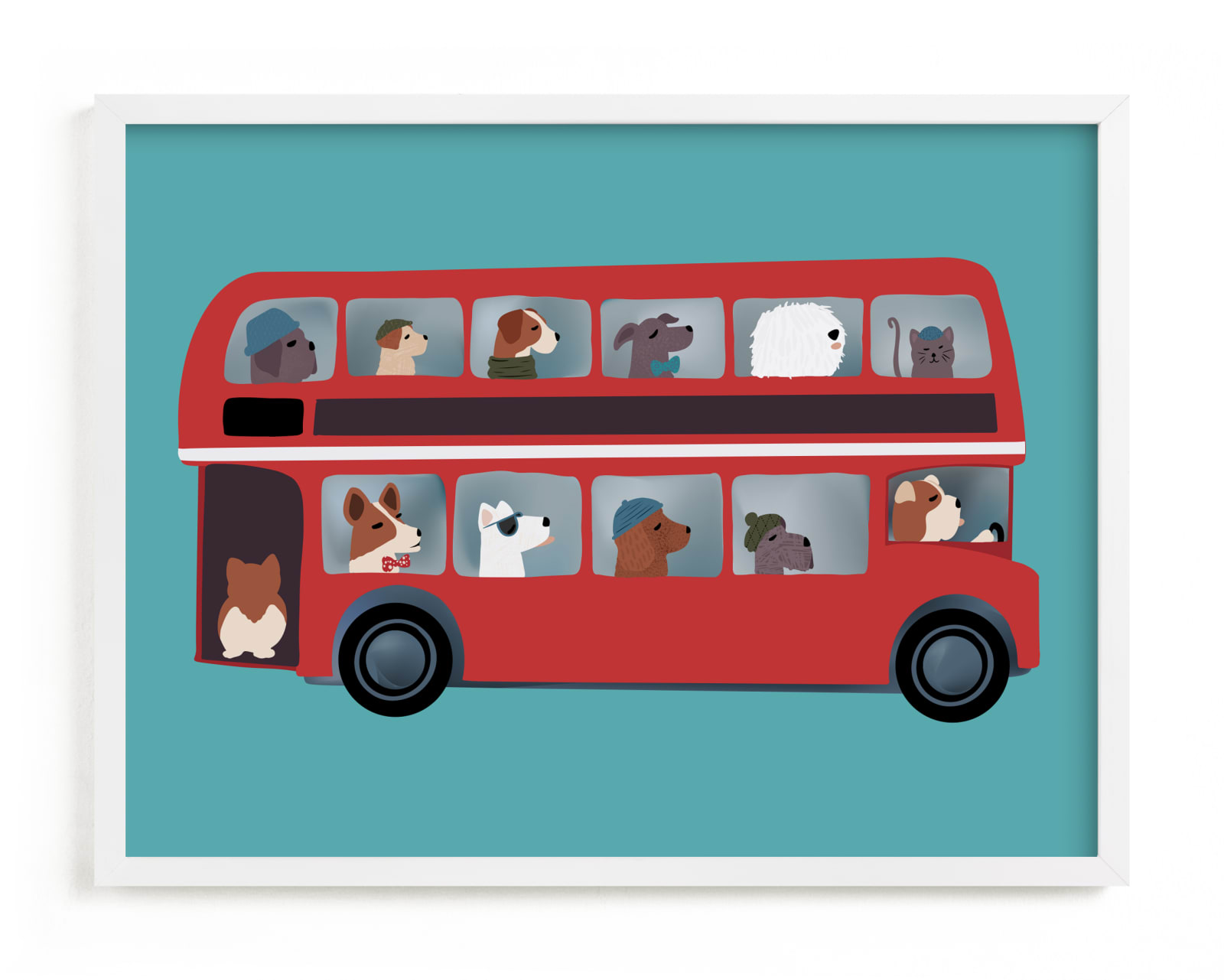 "London Travel Dogs" - Art Print by Jenna Holcomb in beautiful frame options and a variety of sizes.