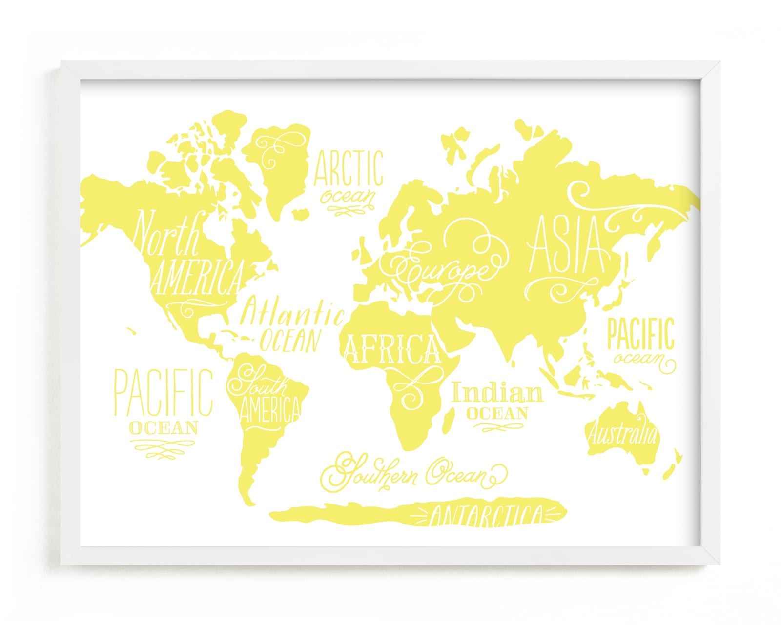 This is a colorful kids wall art by Jessie Steury called Wild Worldwide Map.