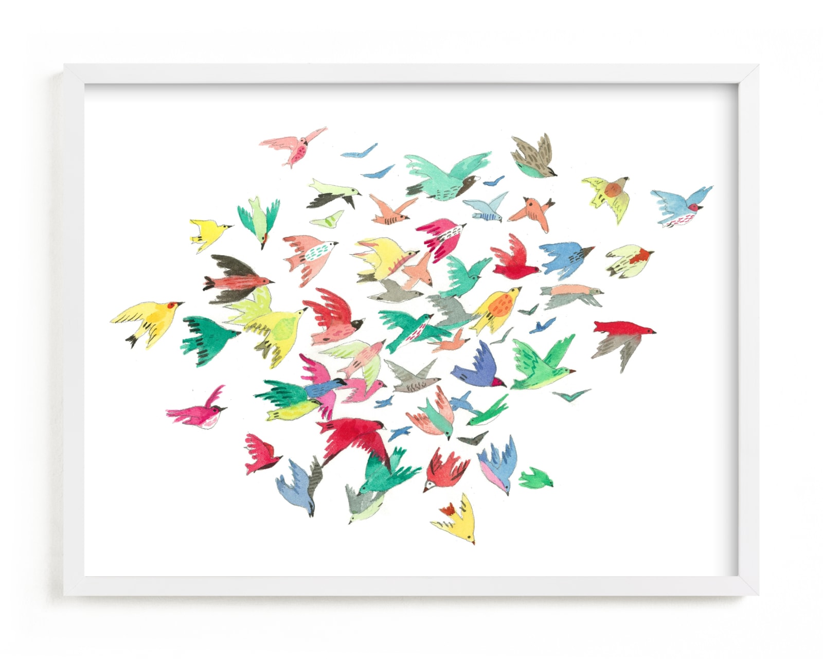 "Bright Birds" - Art Print by Eve Schultz in beautiful frame options and a variety of sizes.