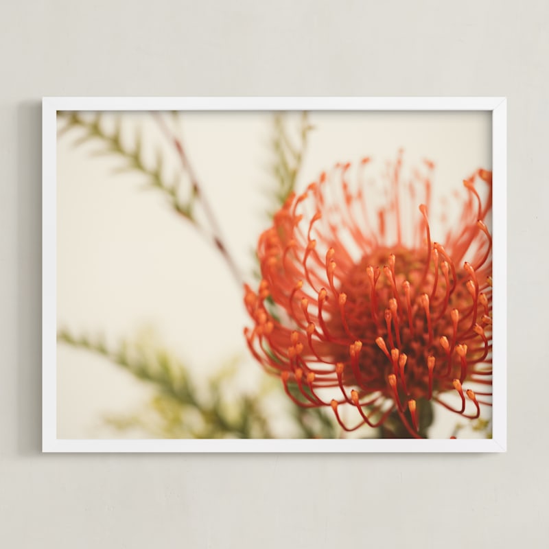 "Protea 4" - Art Print in tangerine by Kamala Nahas - Framed