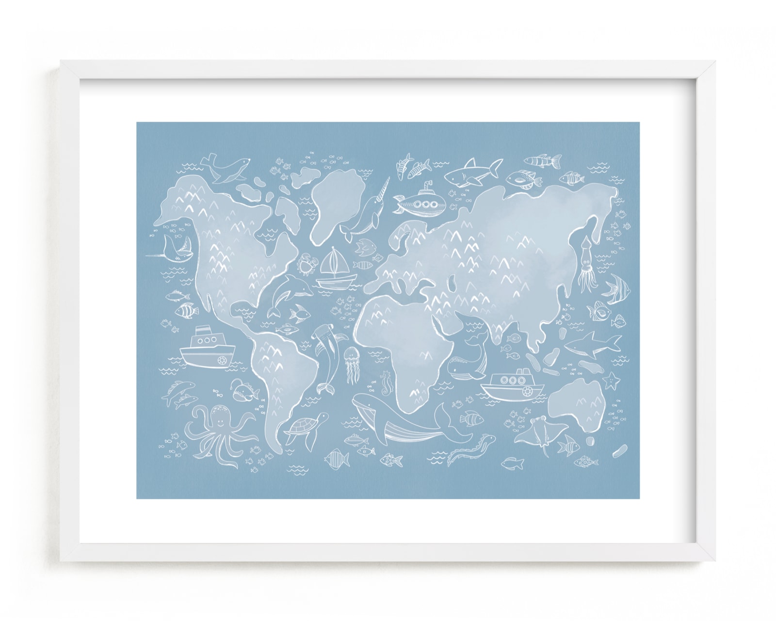 "Sea Life World Map" - Limited Edition Art Print by Jessie Steury in beautiful frame options and a variety of sizes.