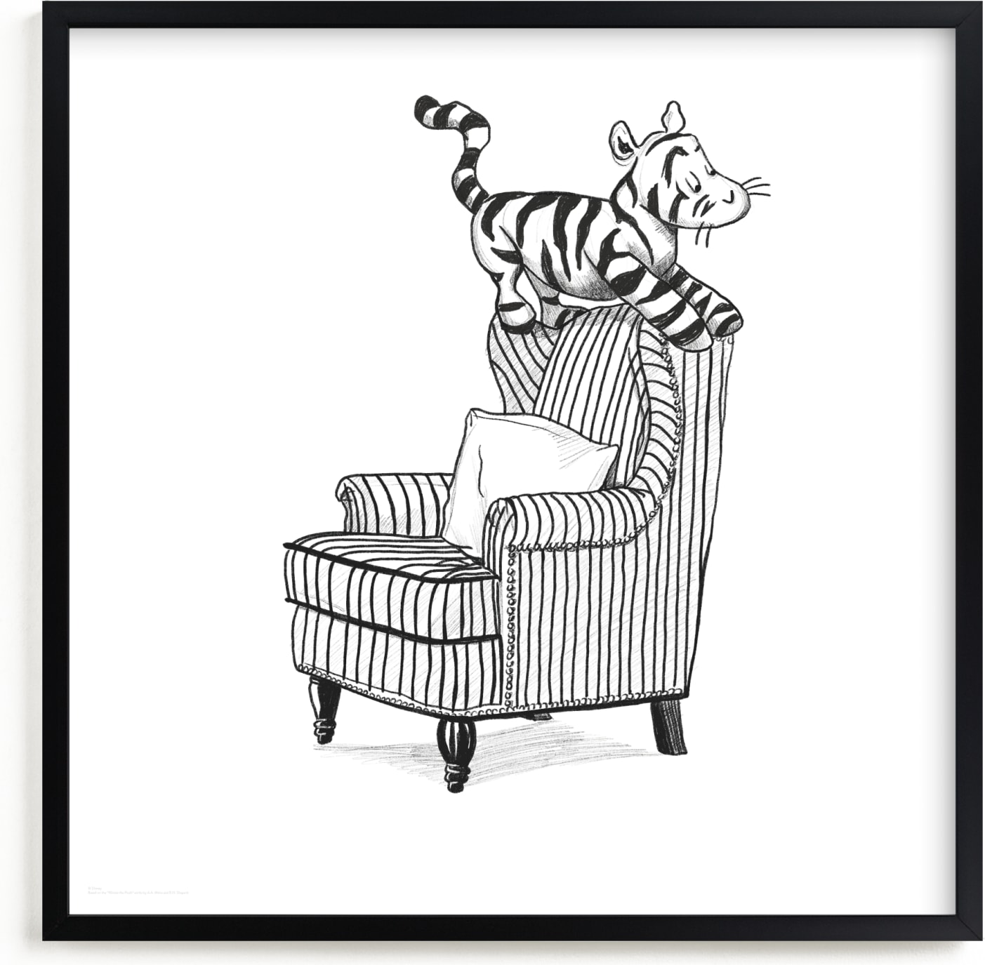 This is a black and white disney art by Stefanie Lane called Tigger Lounging | Winnie The Pooh.
